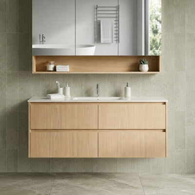 LUKKA GLADSTONE MODERN SANDY OAK 1200MM SINGLE BOWL WALL HUNG VANITY