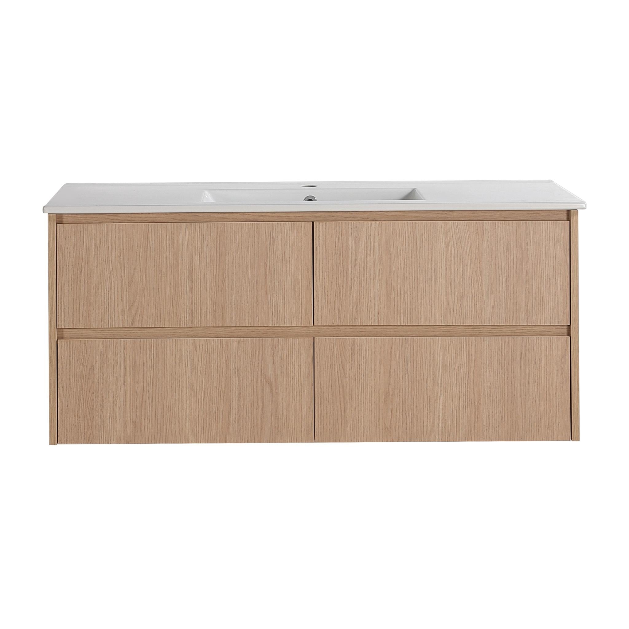 LUKKA GLADSTONE MODERN SANDY OAK 1200MM SINGLE BOWL WALL HUNG VANITY