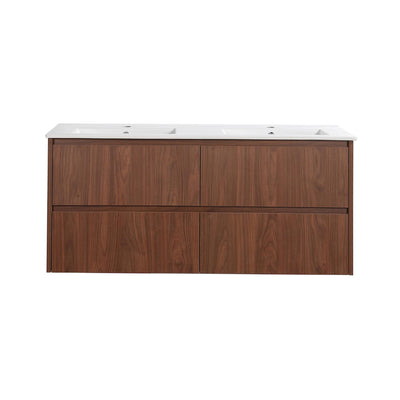 LUKKA GLADSTONE MODERN MOCHA OAK 1200MM DOUBLE BOWL WALL HUNG VANITY