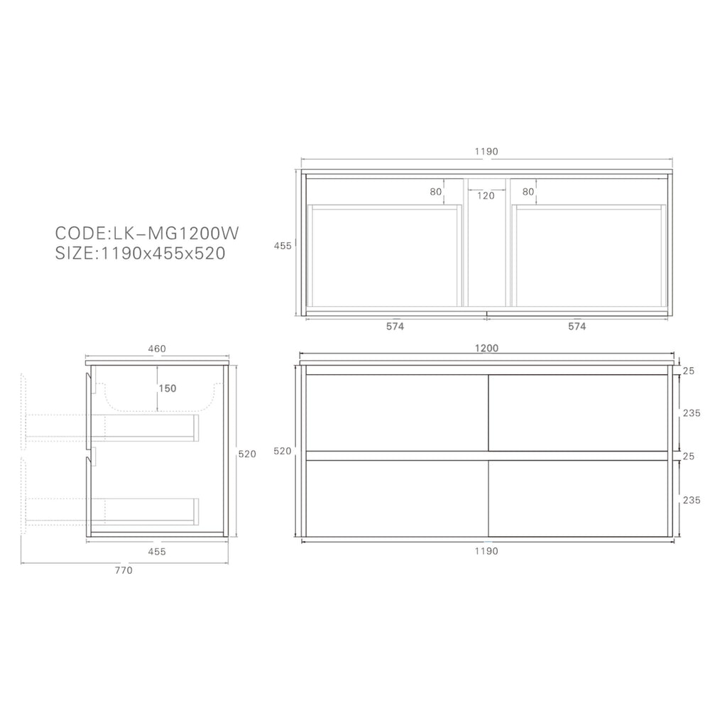 LUKKA GLADSTONE MODERN SANDY OAK 1200MM DOUBLE BOWL WALL HUNG VANITY