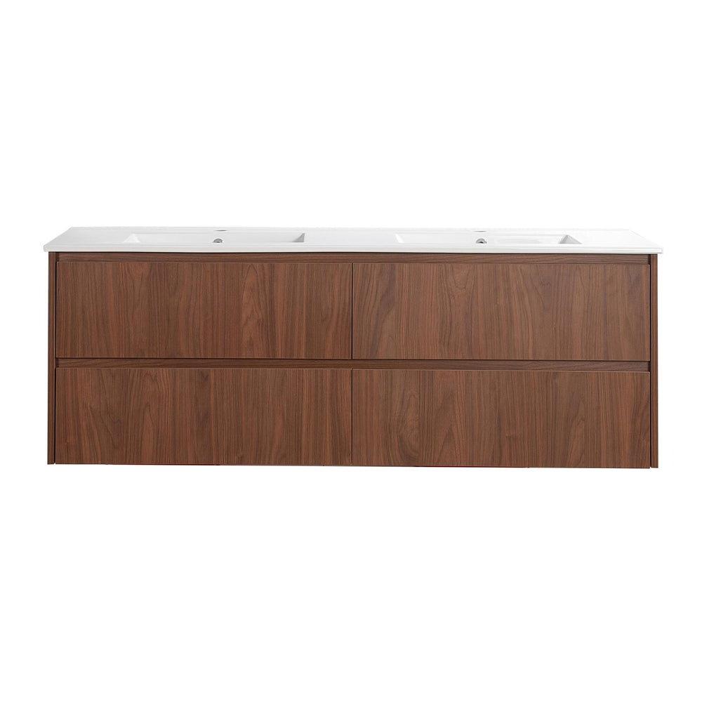 LUKKA GLADSTONE MODERN MOCHA OAK 1500MM DOUBLE BOWL WALL HUNG VANITY