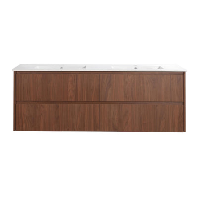 LUKKA GLADSTONE MODERN MOCHA OAK 1500MM DOUBLE BOWL WALL HUNG VANITY