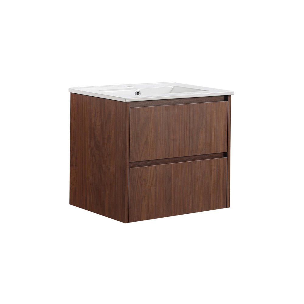 LUKKA GLADSTONE MODERN MOCHA OAK 600MM SINGLE BOWL WALL HUNG VANITY