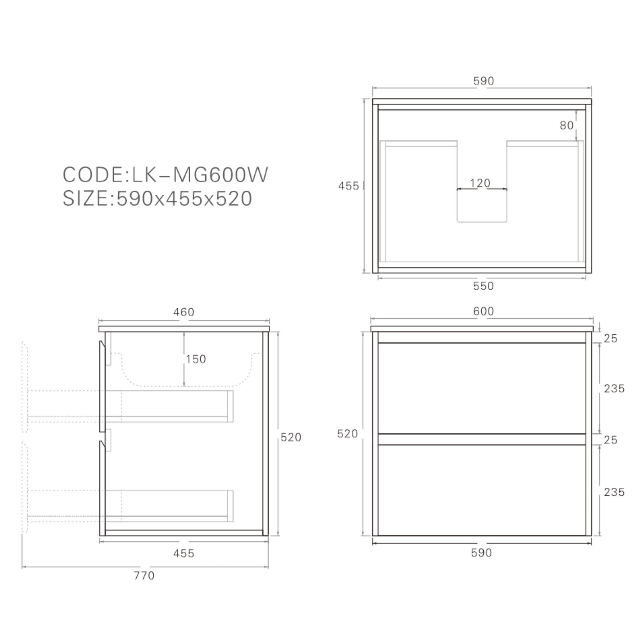 LUKKA GLADSTONE MODERN SANDY OAK 600MM SINGLE BOWL WALL HUNG VANITY