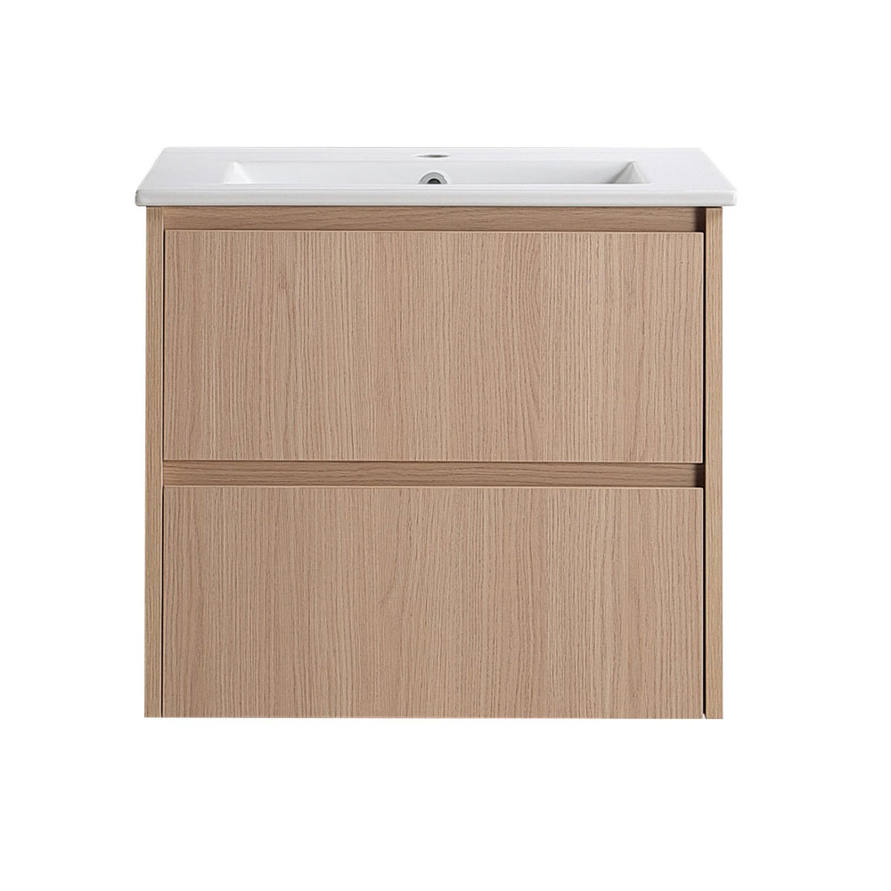 LUKKA GLADSTONE MODERN SANDY OAK 600MM SINGLE BOWL WALL HUNG VANITY