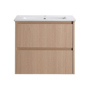 LUKKA GLADSTONE MODERN SANDY OAK 600MM SINGLE BOWL WALL HUNG VANITY
