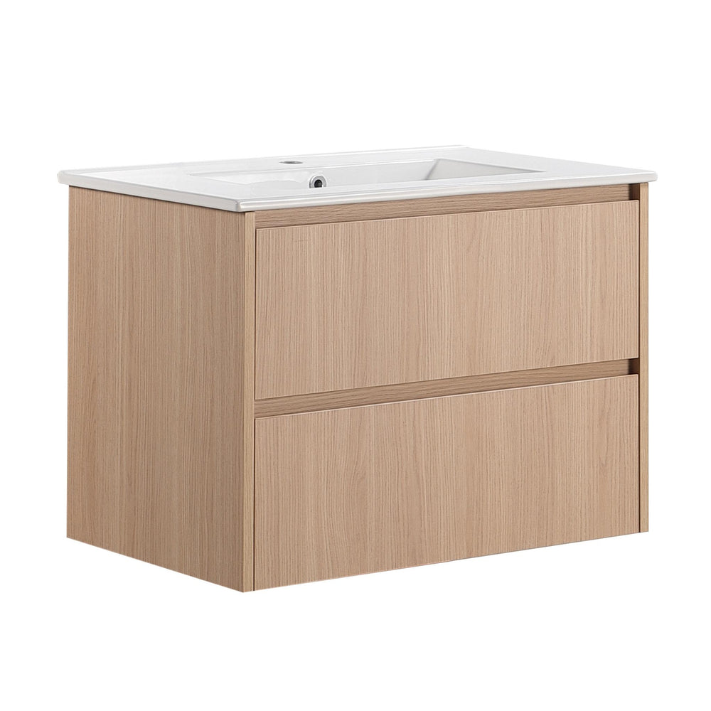 LUKKA GLADSTONE MODERN SANDY OAK 750MM SINGLE BOWL WALL HUNG VANITY