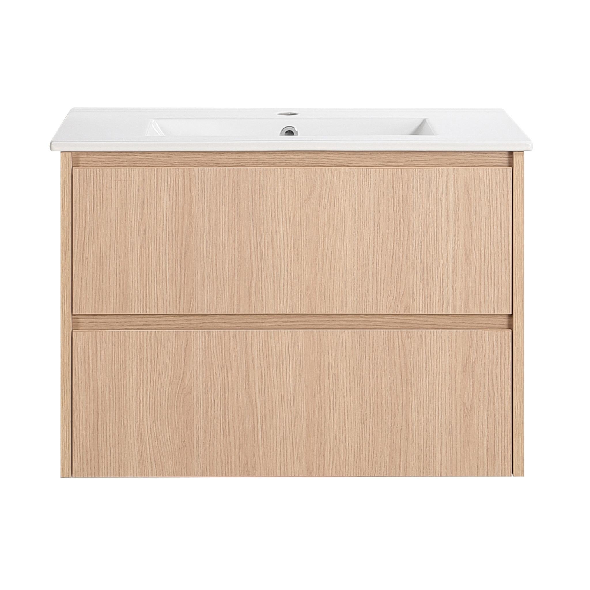 LUKKA GLADSTONE MODERN SANDY OAK 750MM SINGLE BOWL WALL HUNG VANITY