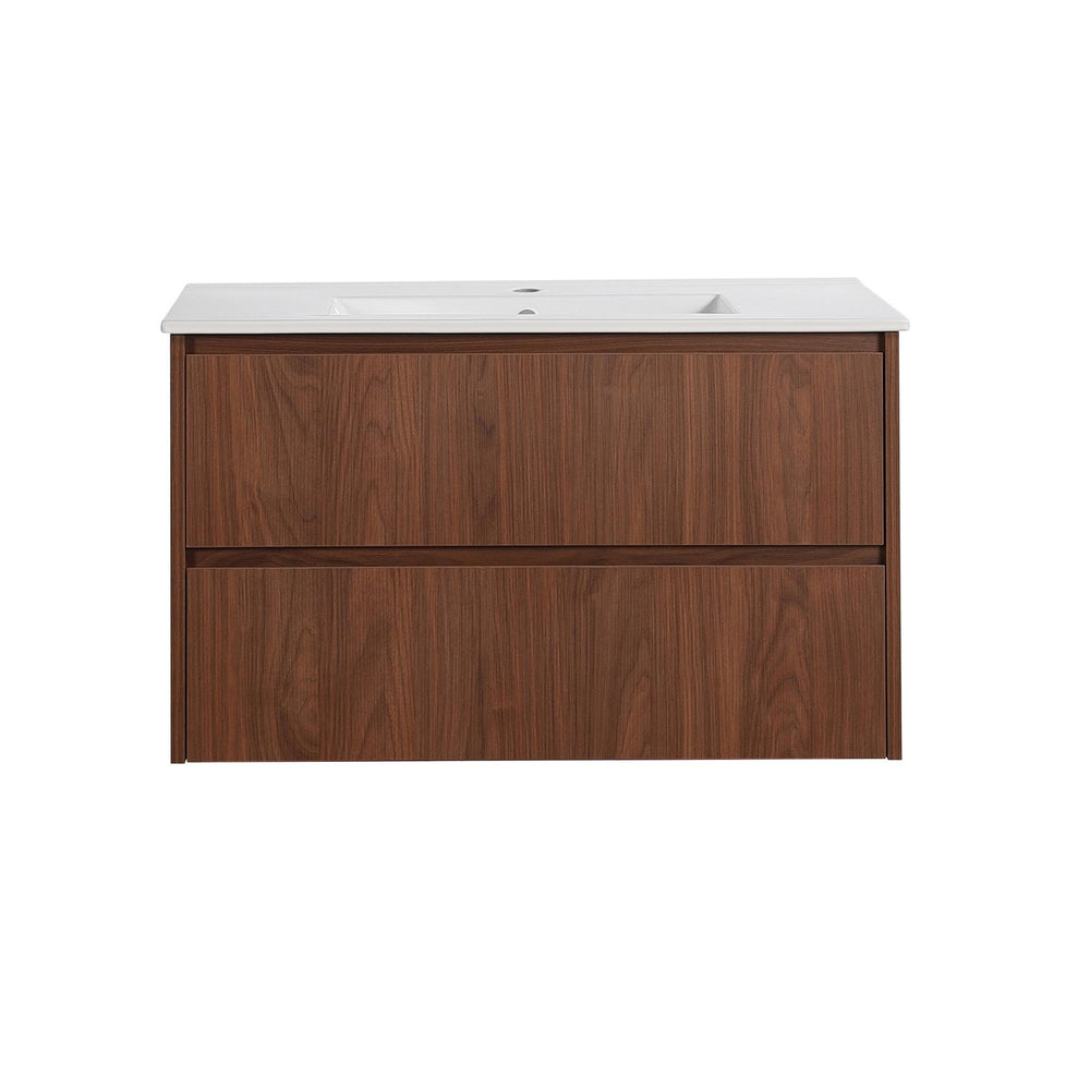 LUKKA GLADSTONE MODERN MOCHA OAK 900MM SINGLE BOWL WALL HUNG VANITY