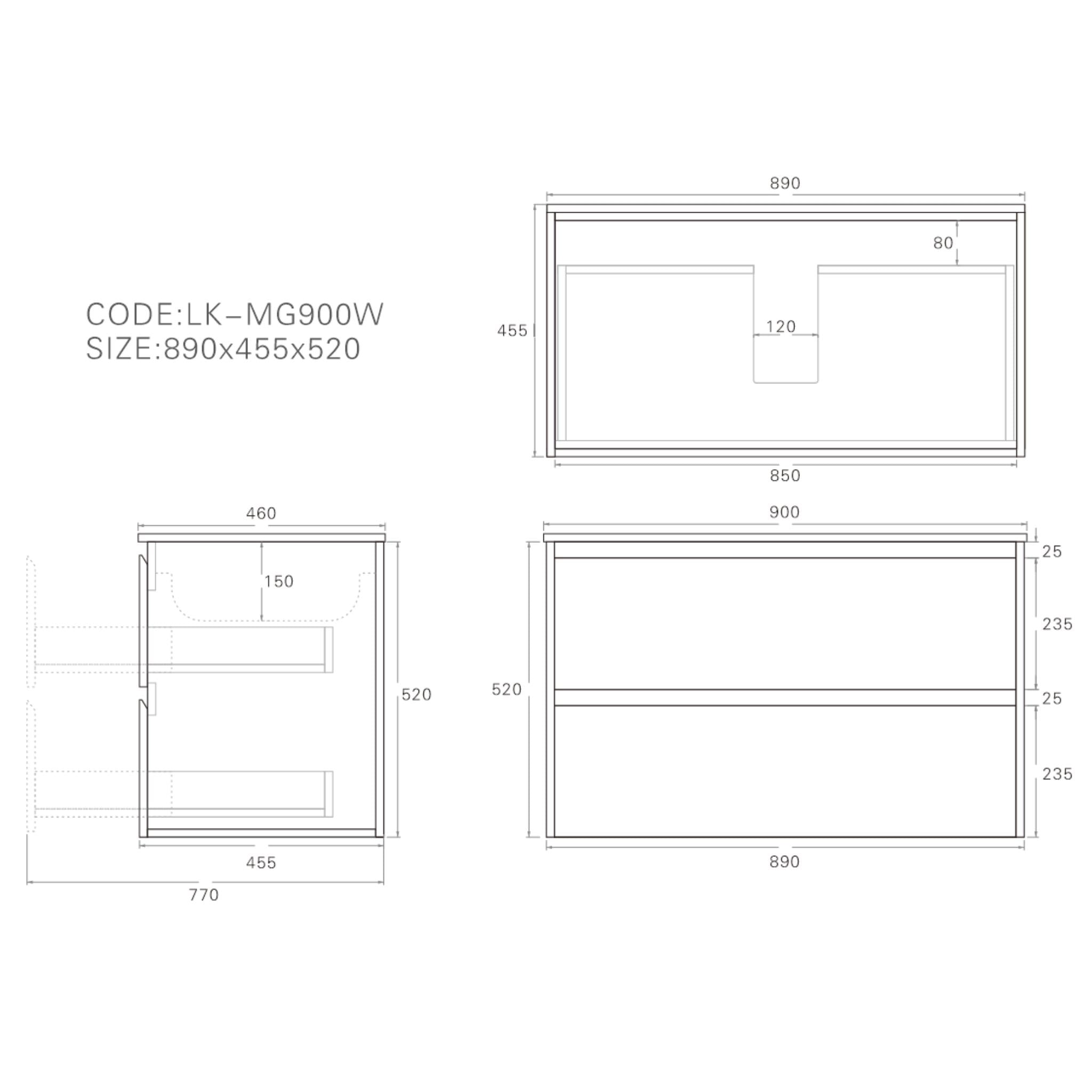 LUKKA GLADSTONE MODERN SANDY OAK 900MM SINGLE BOWL WALL HUNG VANITY