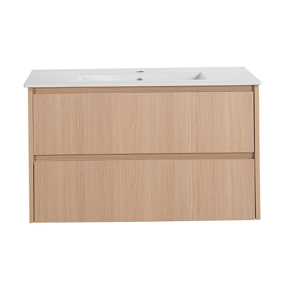 LUKKA GLADSTONE MODERN SANDY OAK 900MM SINGLE BOWL WALL HUNG VANITY