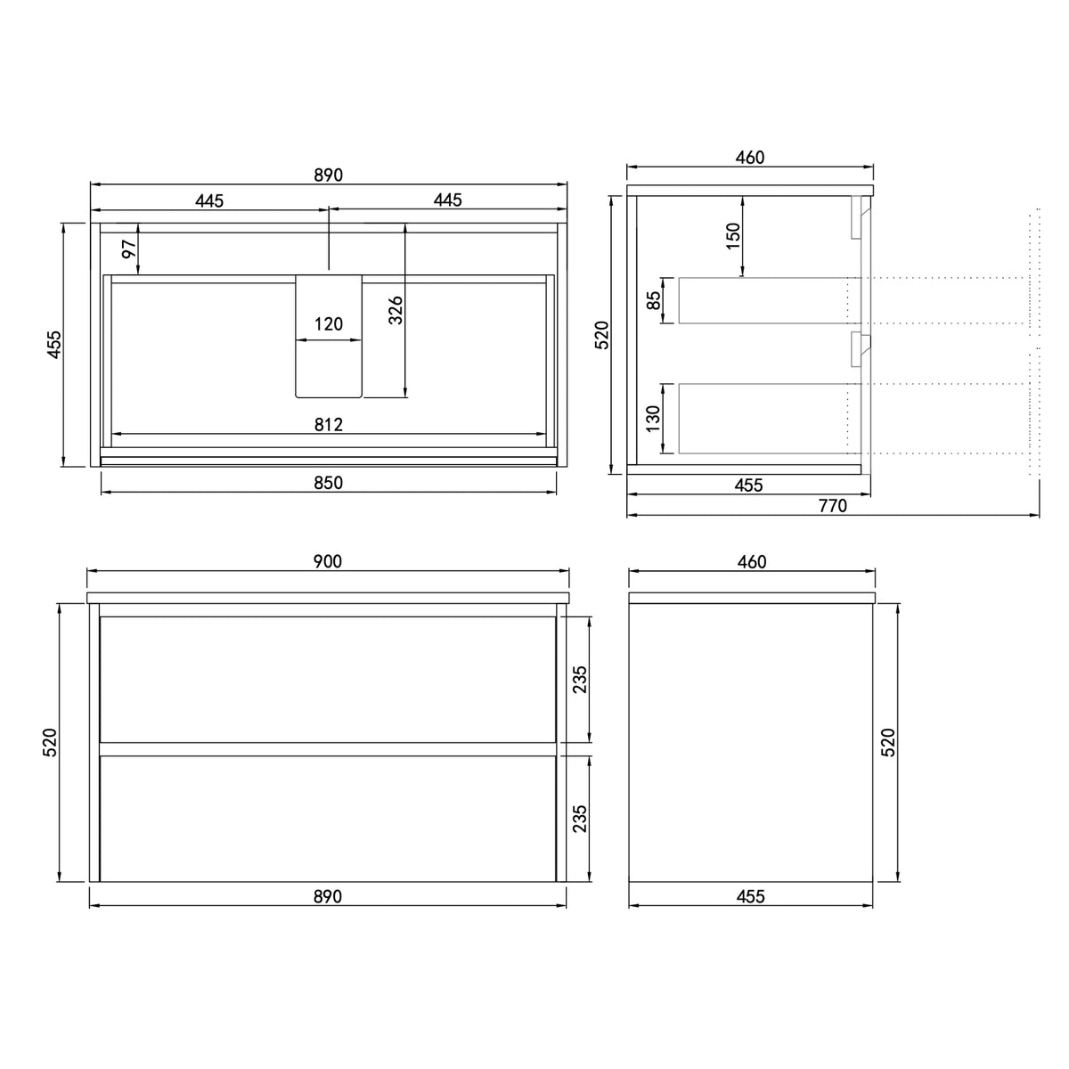 LUKKA GLADSTONE MODERN SANDY OAK 900MM SINGLE BOWL WALL HUNG VANITY