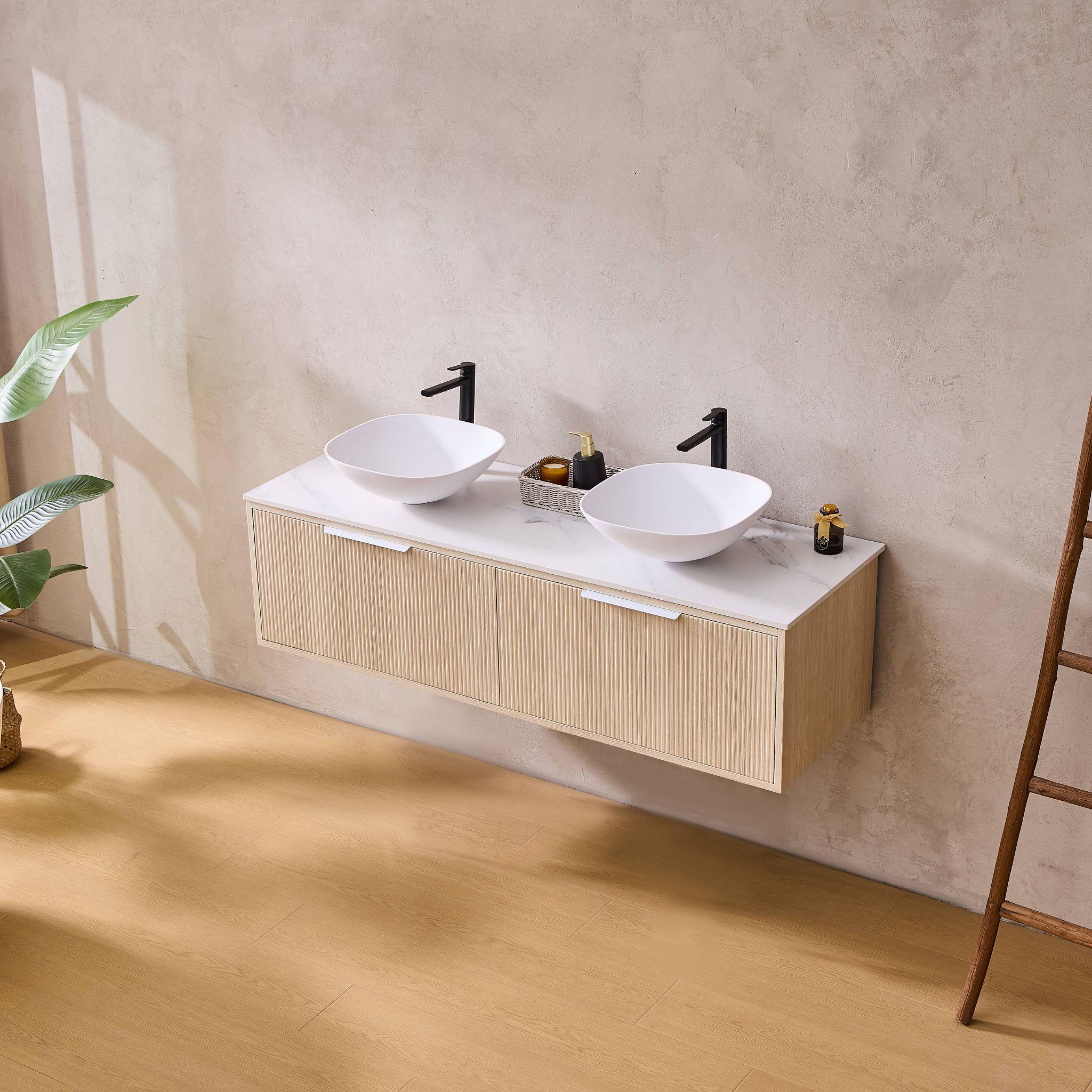 LUKKA KLIFF COASTAL OAK 1200MM DOUBLE BOWL WALL HUNG VANITY