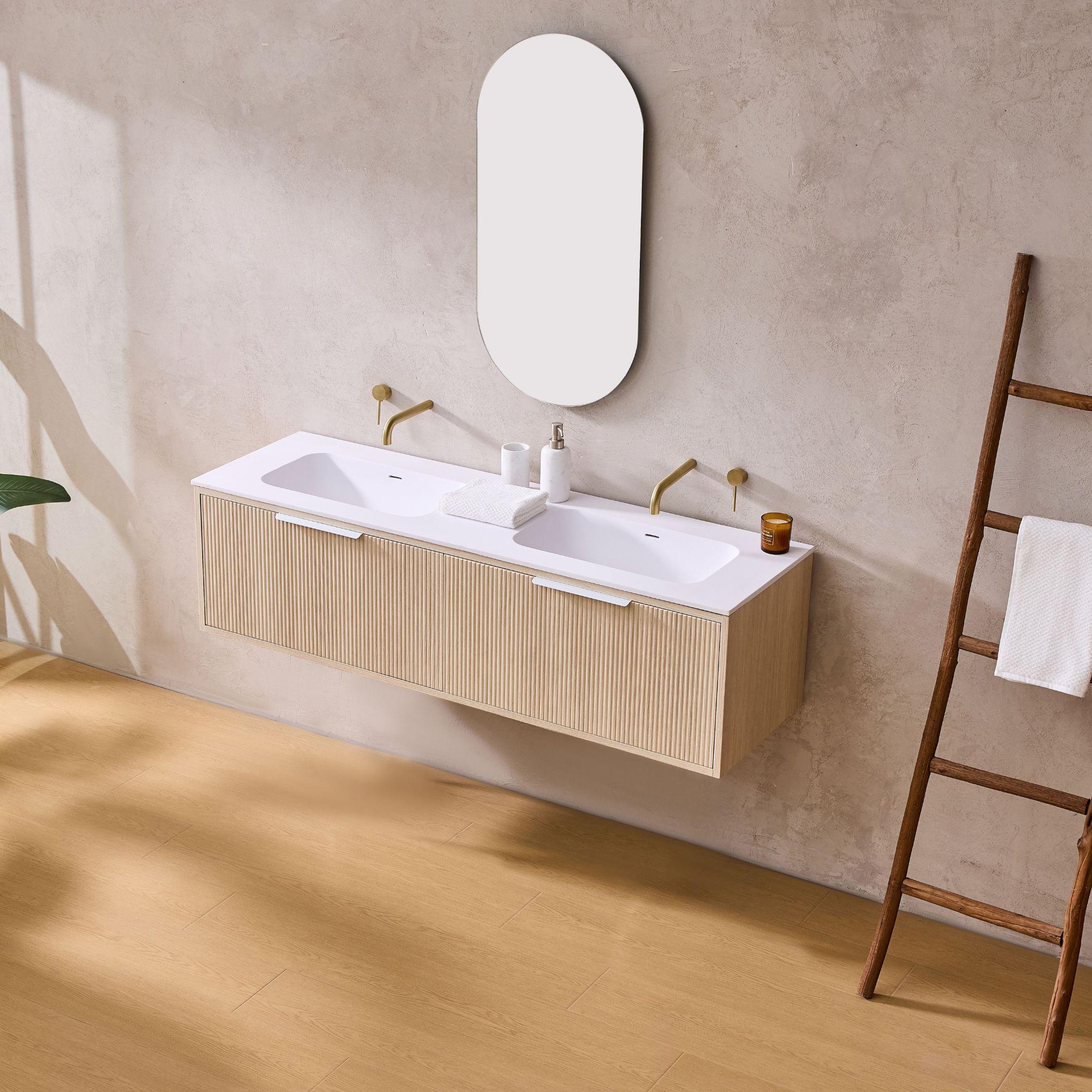 LUKKA KLIFF COASTAL OAK 1200MM DOUBLE BOWL WALL HUNG VANITY