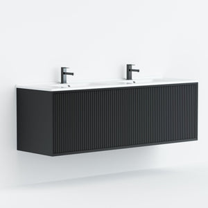 LUKKA KLIFF MODERN MATTE BLACK 1200MM DOUBLE BOWL WALL HUNG VANITY