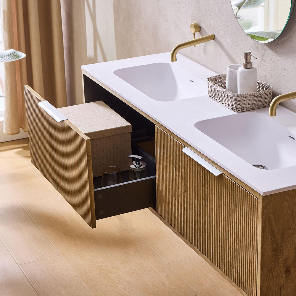 LUKKA KLIFF PRIME OAK 1200MM DOUBLE BOWL WALL HUNG VANITY