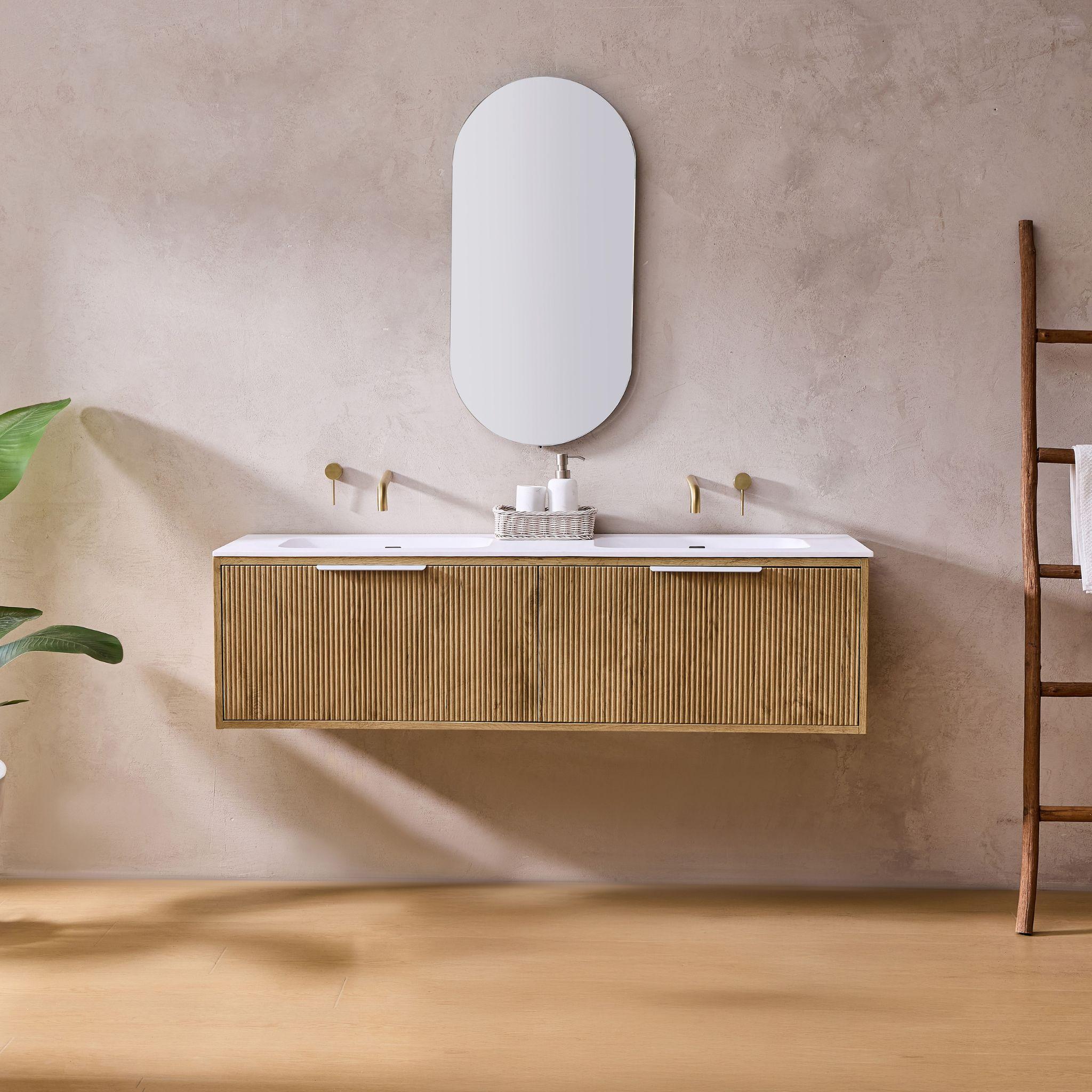 LUKKA KLIFF PRIME OAK 1200MM DOUBLE BOWL WALL HUNG VANITY