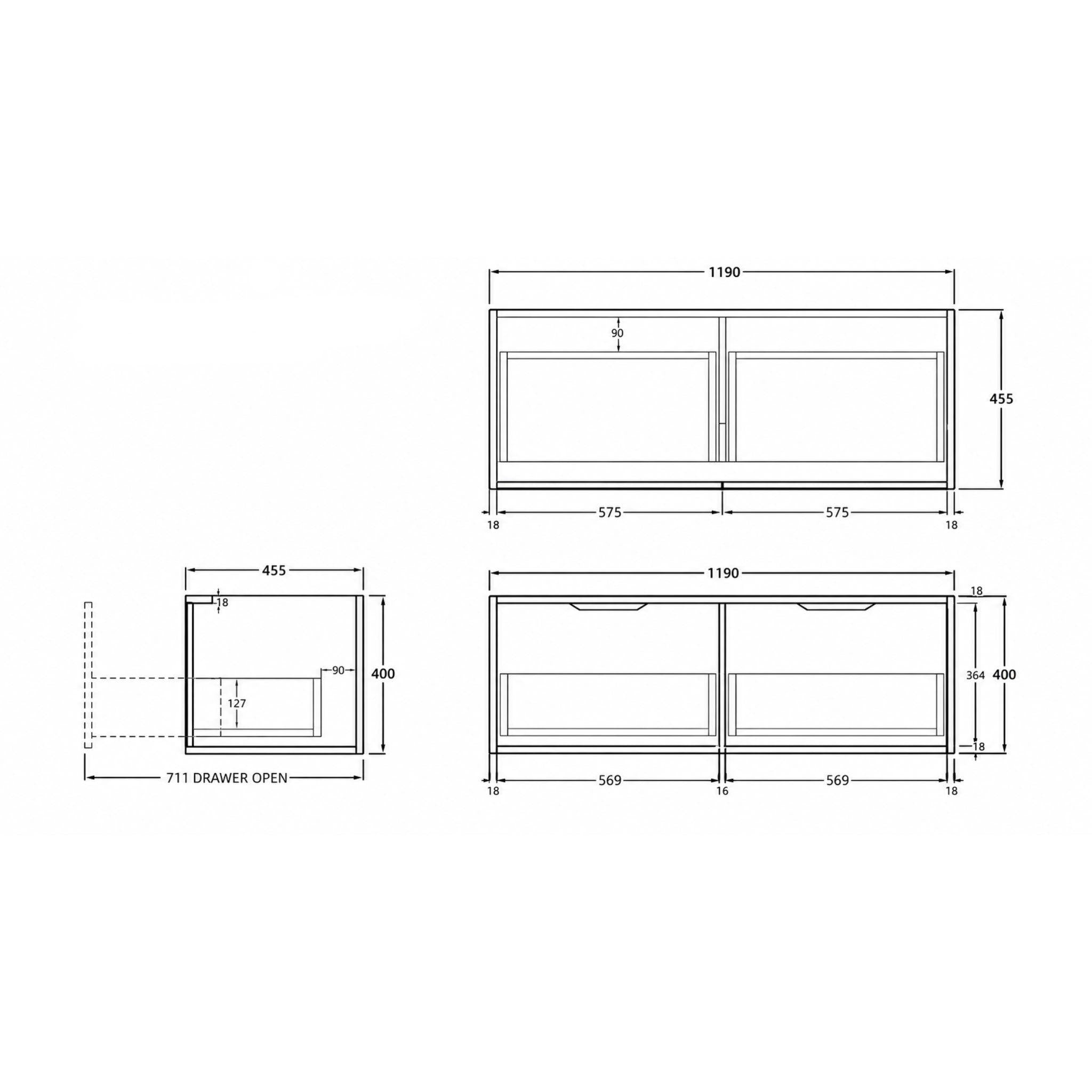 LUKKA KLIFF PRIME OAK 1200MM SINGLE BOWL WALL HUNG VANITY