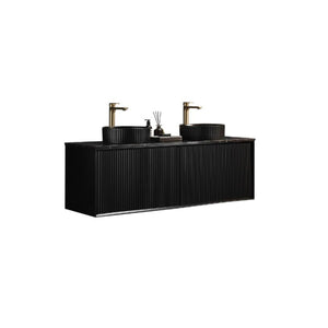 LUKKA KLIFF MODERN MATTE BLACK 1500MM DOUBLE BOWL WALL HUNG VANITY