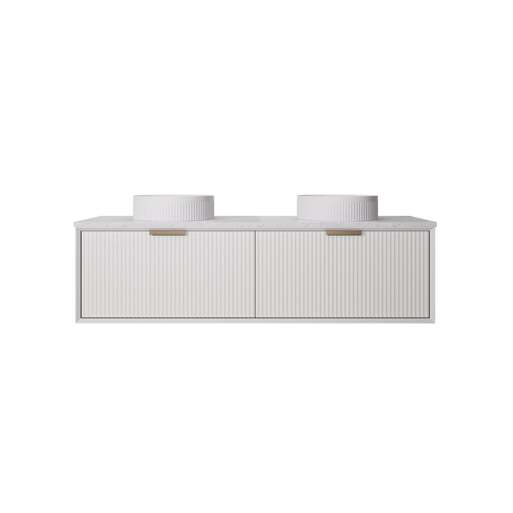 LUKKA KLIFF MODERN MATTE WHITE 1500MM DOUBLE BOWL WALL HUNG VANITY