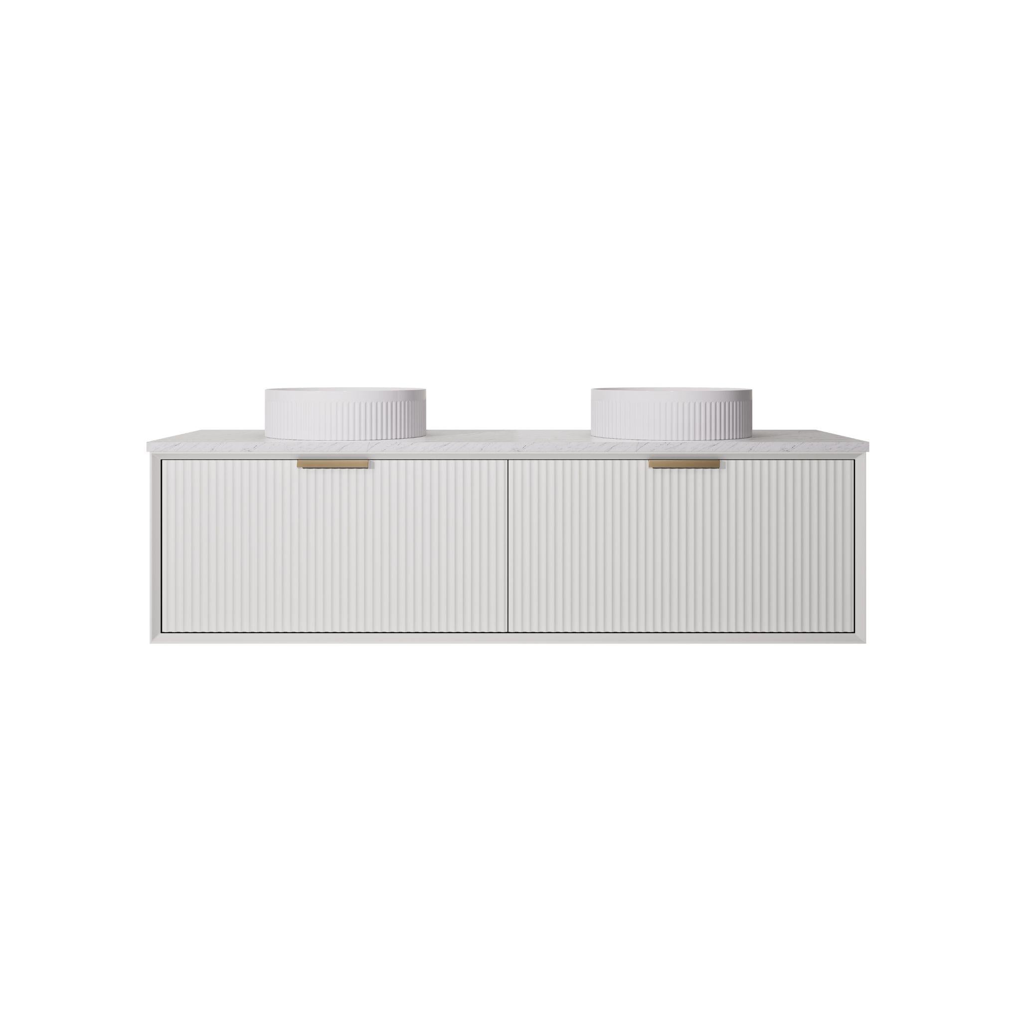LUKKA KLIFF MODERN MATTE WHITE 1500MM DOUBLE BOWL WALL HUNG VANITY