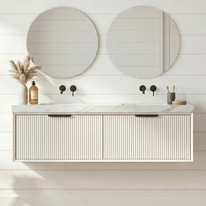 LUKKA KLIFF MODERN MATTE WHITE 1500MM DOUBLE BOWL WALL HUNG VANITY