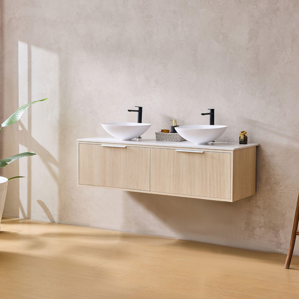 LUKKA KLIFF COASTAL OAK 1500MM DOUBLE BOWL WALL HUNG VANITY