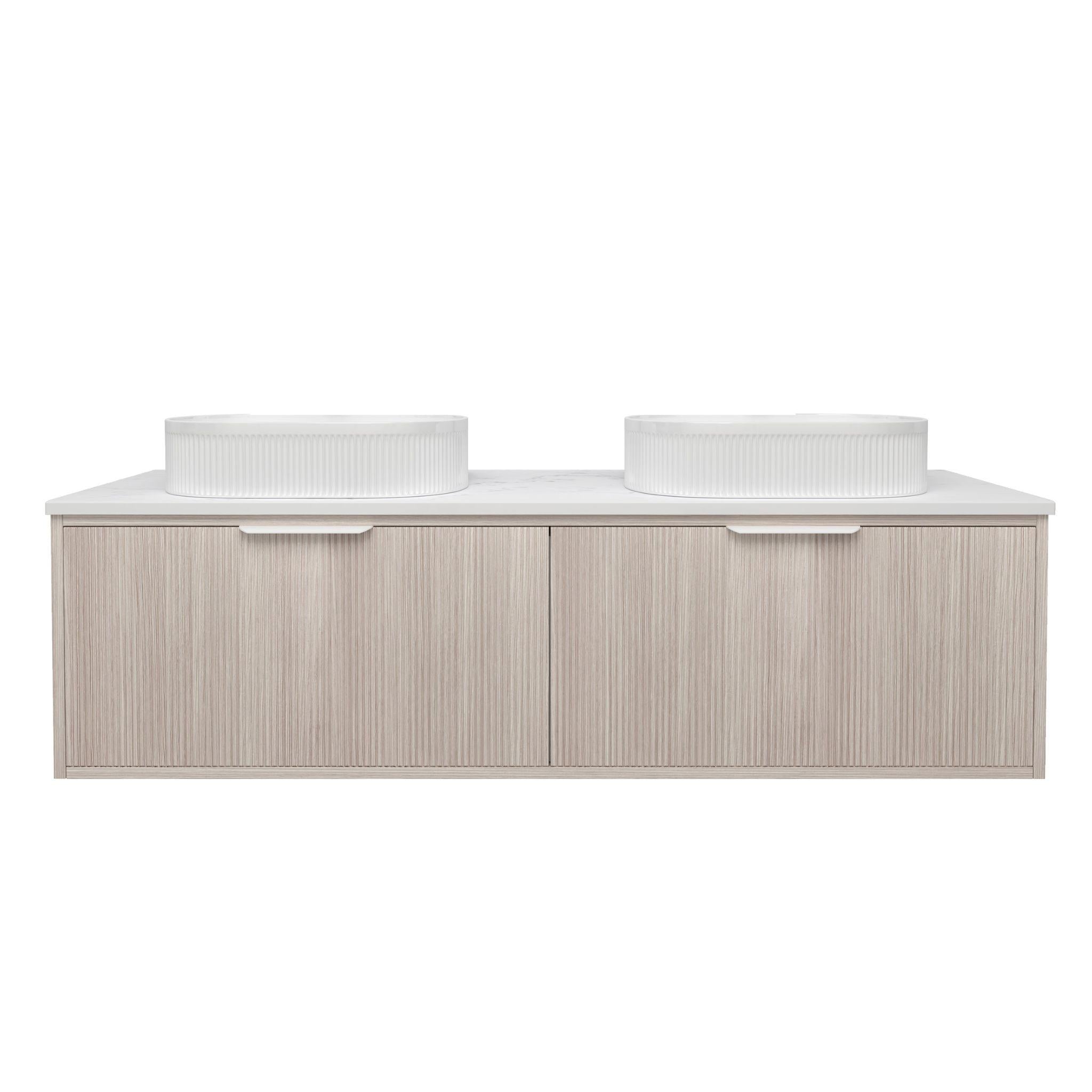 LUKKA KLIFF COASTAL OAK 1500MM DOUBLE BOWL WALL HUNG VANITY