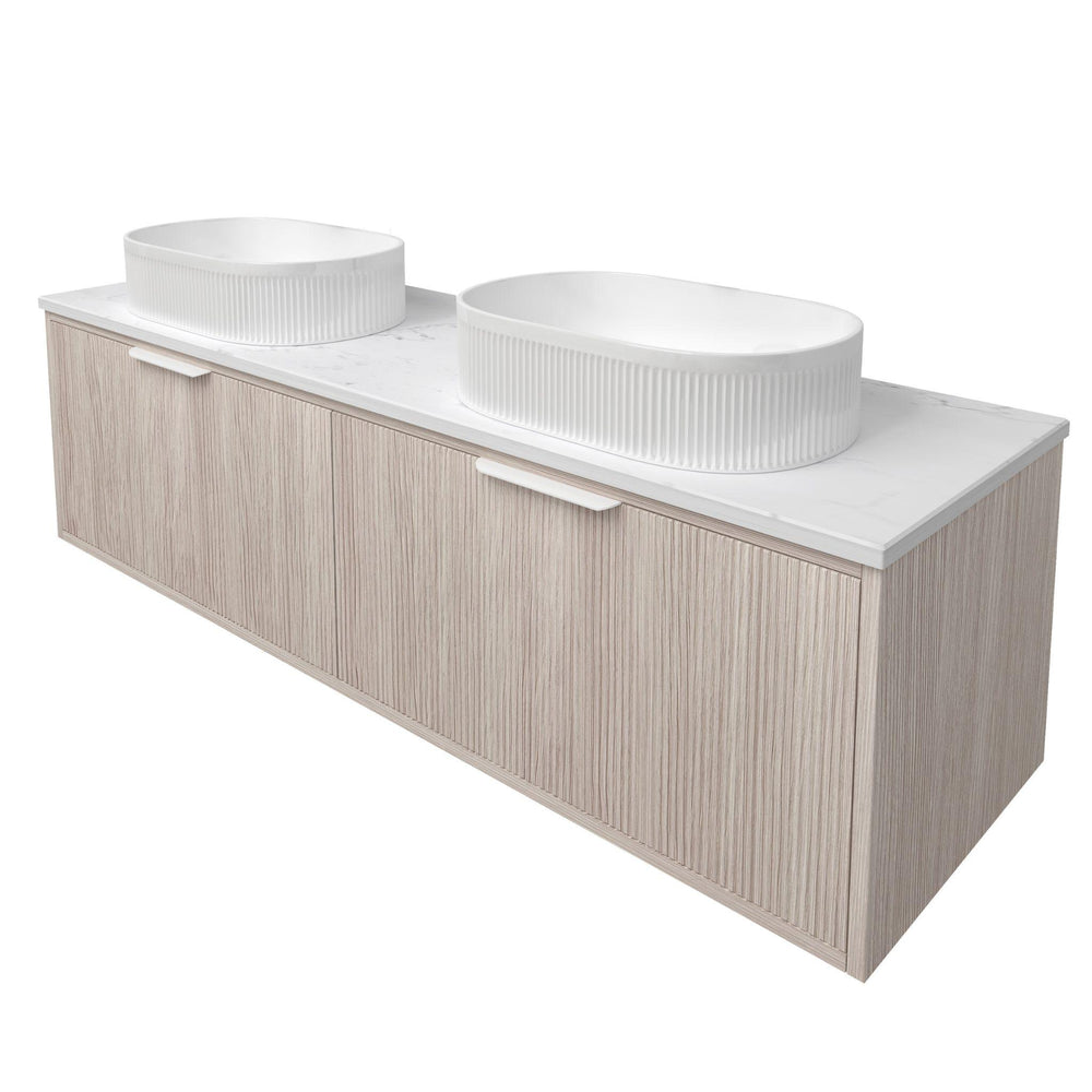 LUKKA KLIFF COASTAL OAK 1500MM DOUBLE BOWL WALL HUNG VANITY