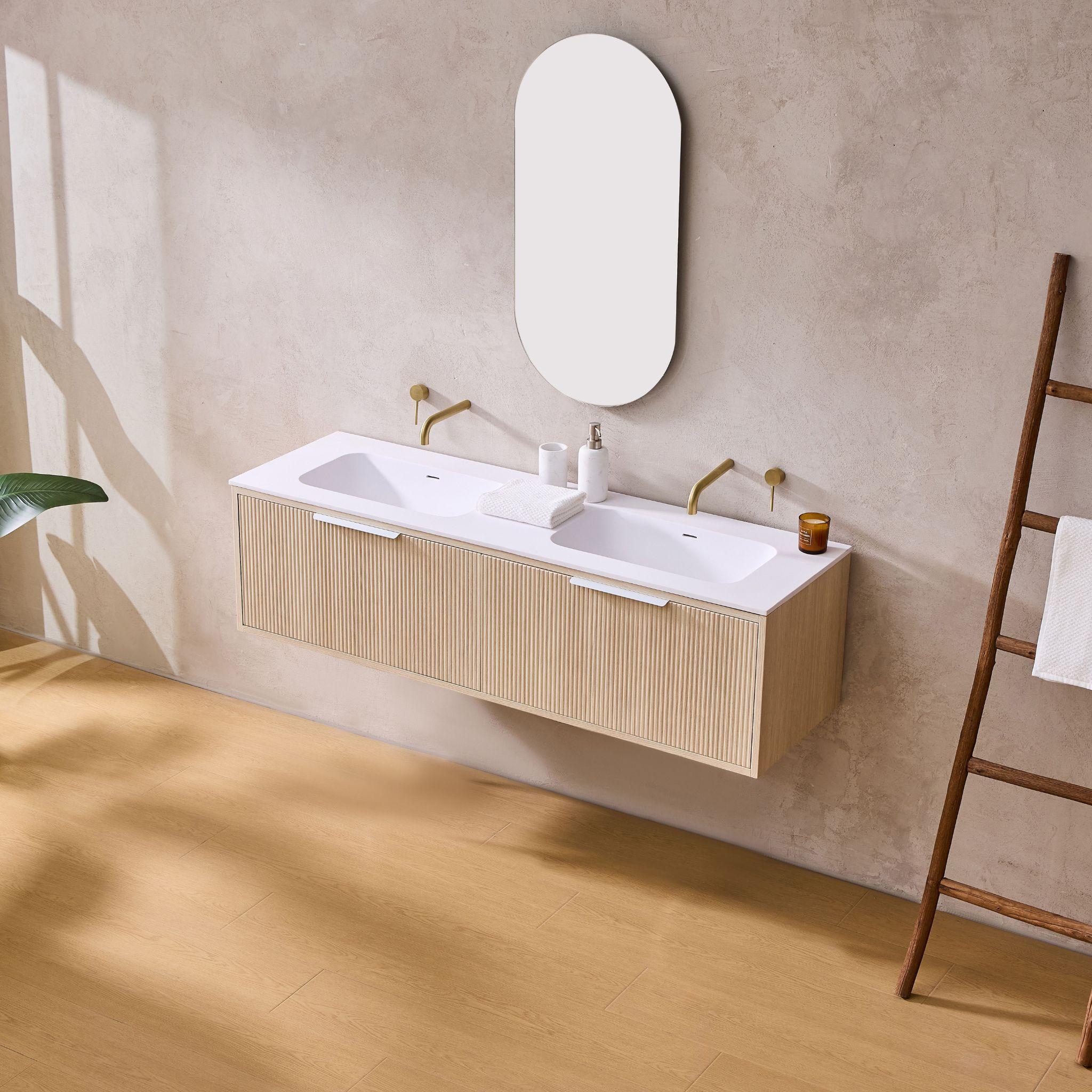 LUKKA KLIFF COASTAL OAK 1500MM DOUBLE BOWL WALL HUNG VANITY