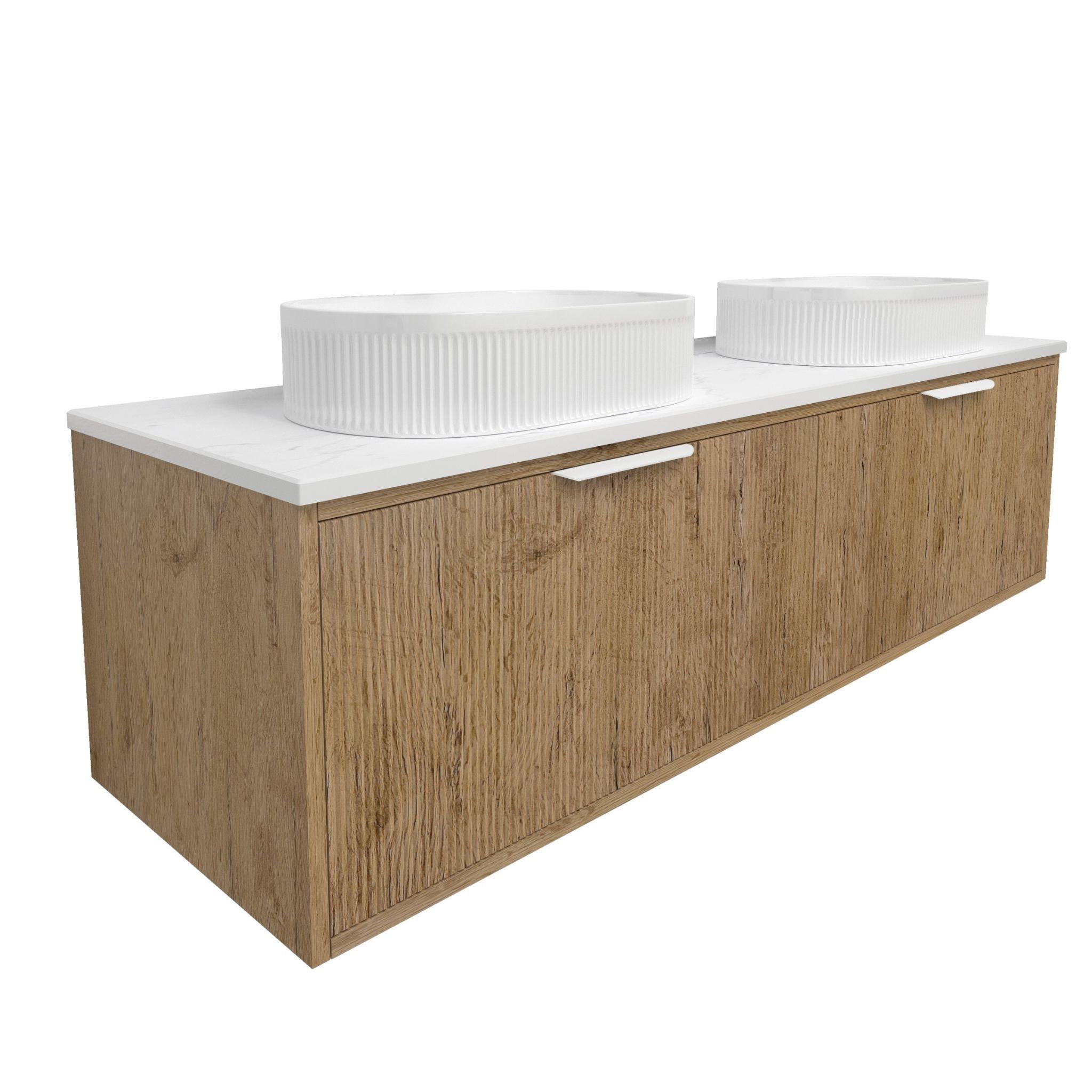 LUKKA KLIFF PRIME OAK 1500MM DOUBLE BOWL WALL HUNG VANITY
