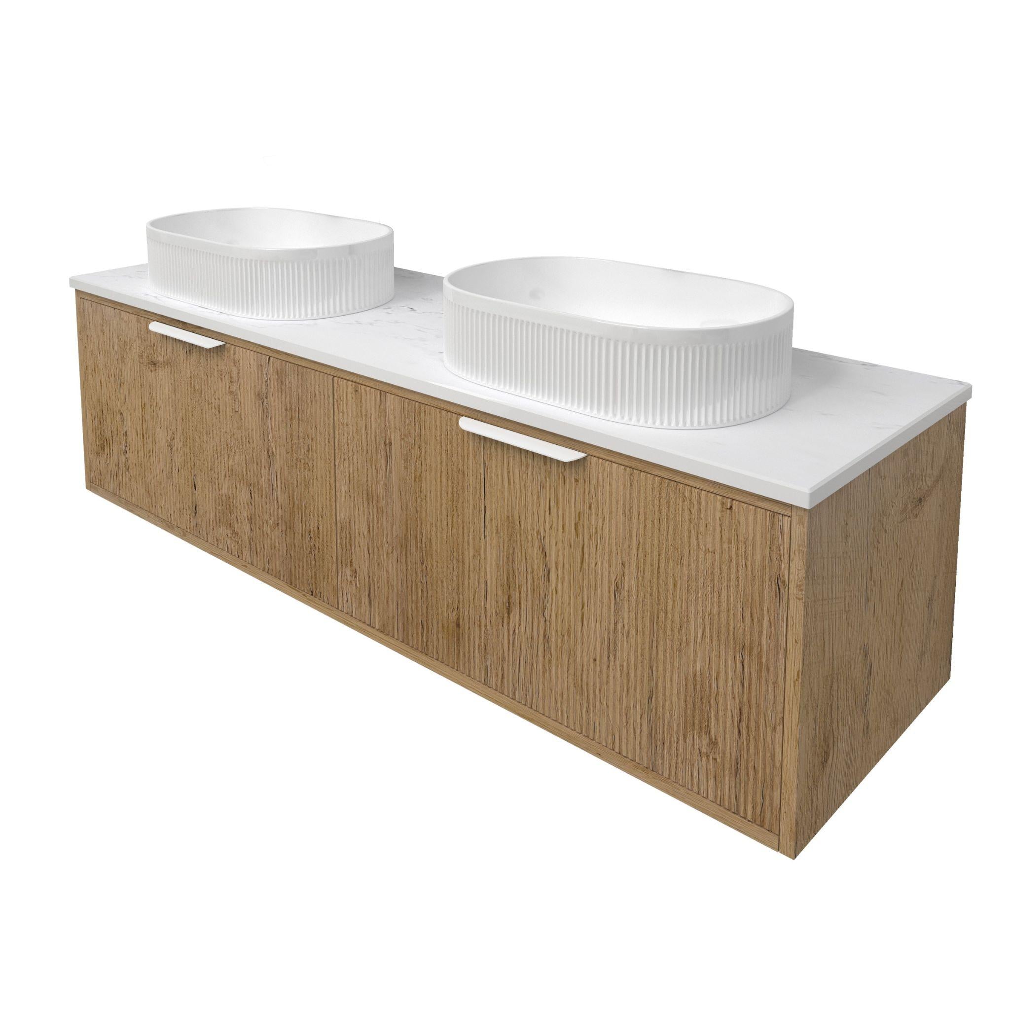 LUKKA KLIFF PRIME OAK 1500MM DOUBLE BOWL WALL HUNG VANITY