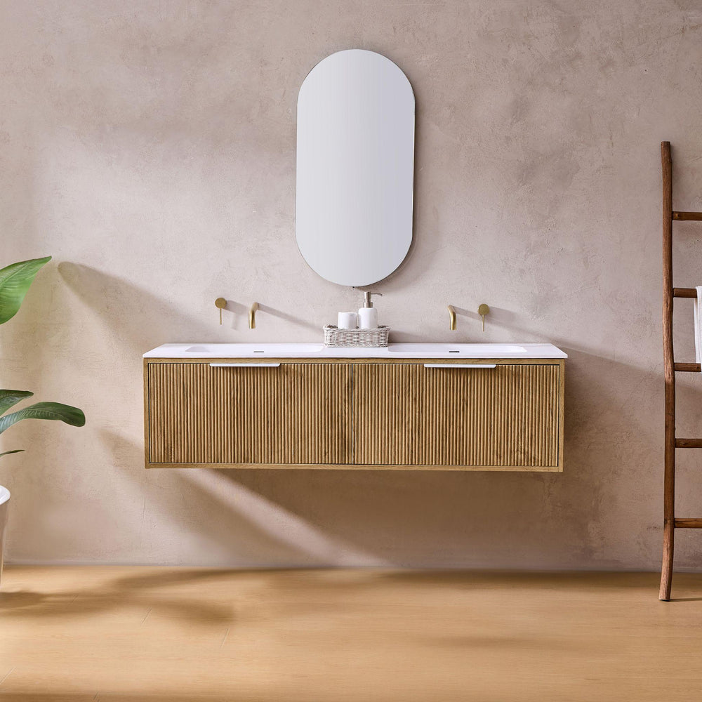 LUKKA KLIFF PRIME OAK 1500MM DOUBLE BOWL WALL HUNG VANITY