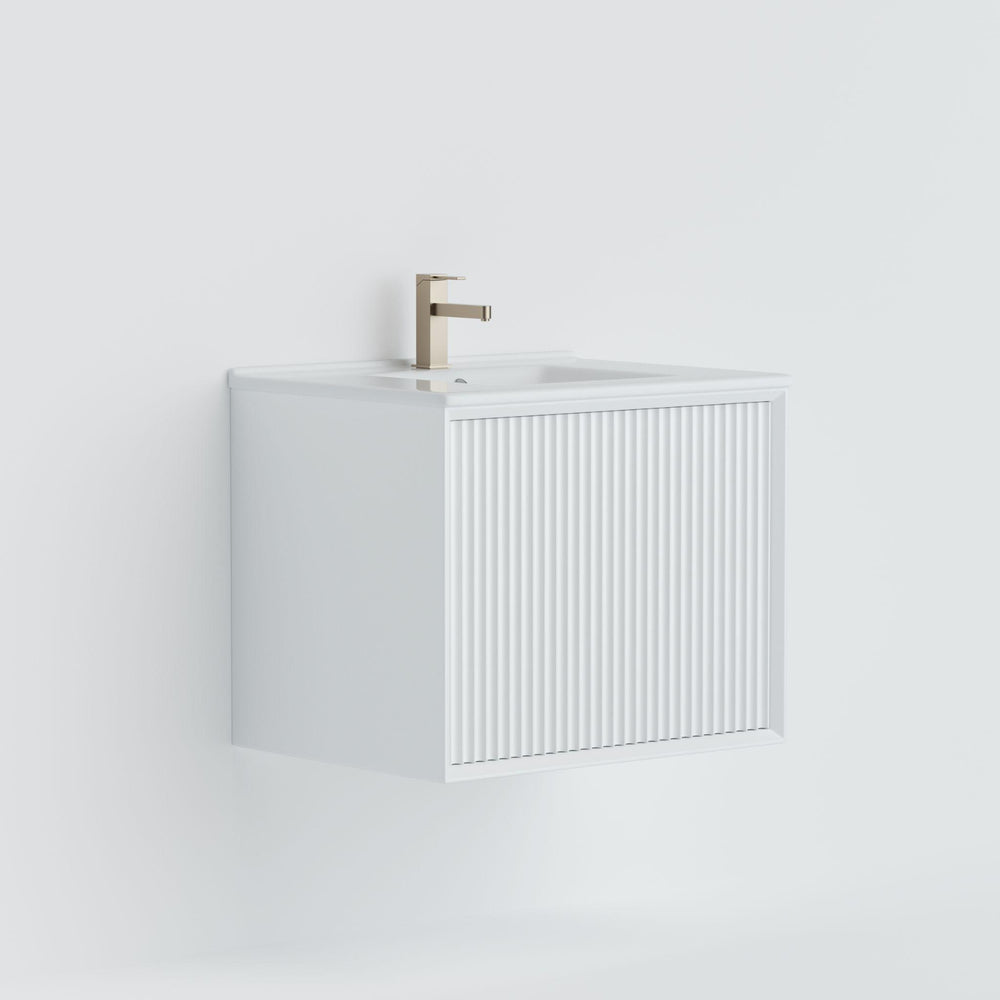 LUKKA KLIFF MODERN MATTE WHITE 600MM SINGLE BOWL WALL HUNG VANITY