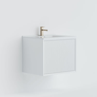 LUKKA KLIFF MODERN MATTE WHITE 600MM SINGLE BOWL WALL HUNG VANITY