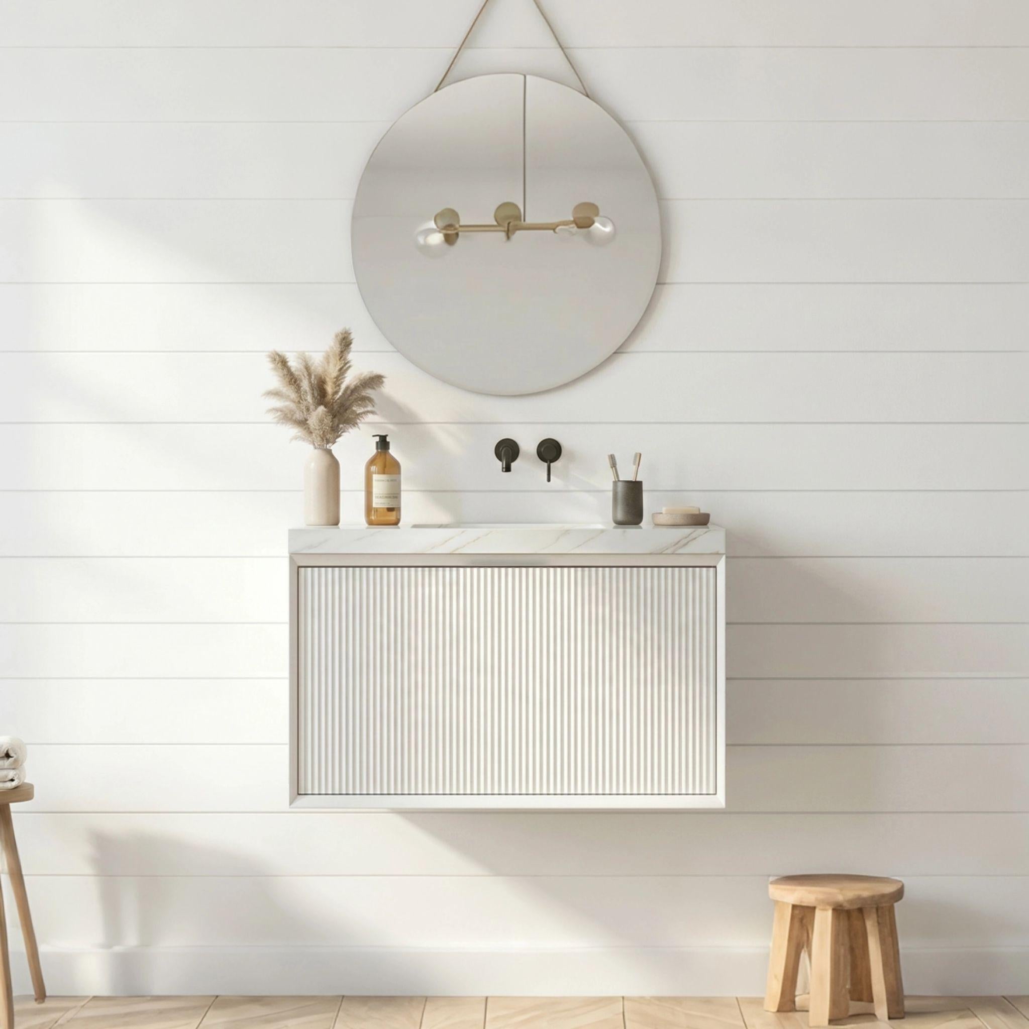 LUKKA KLIFF MODERN MATTE WHITE 600MM SINGLE BOWL WALL HUNG VANITY