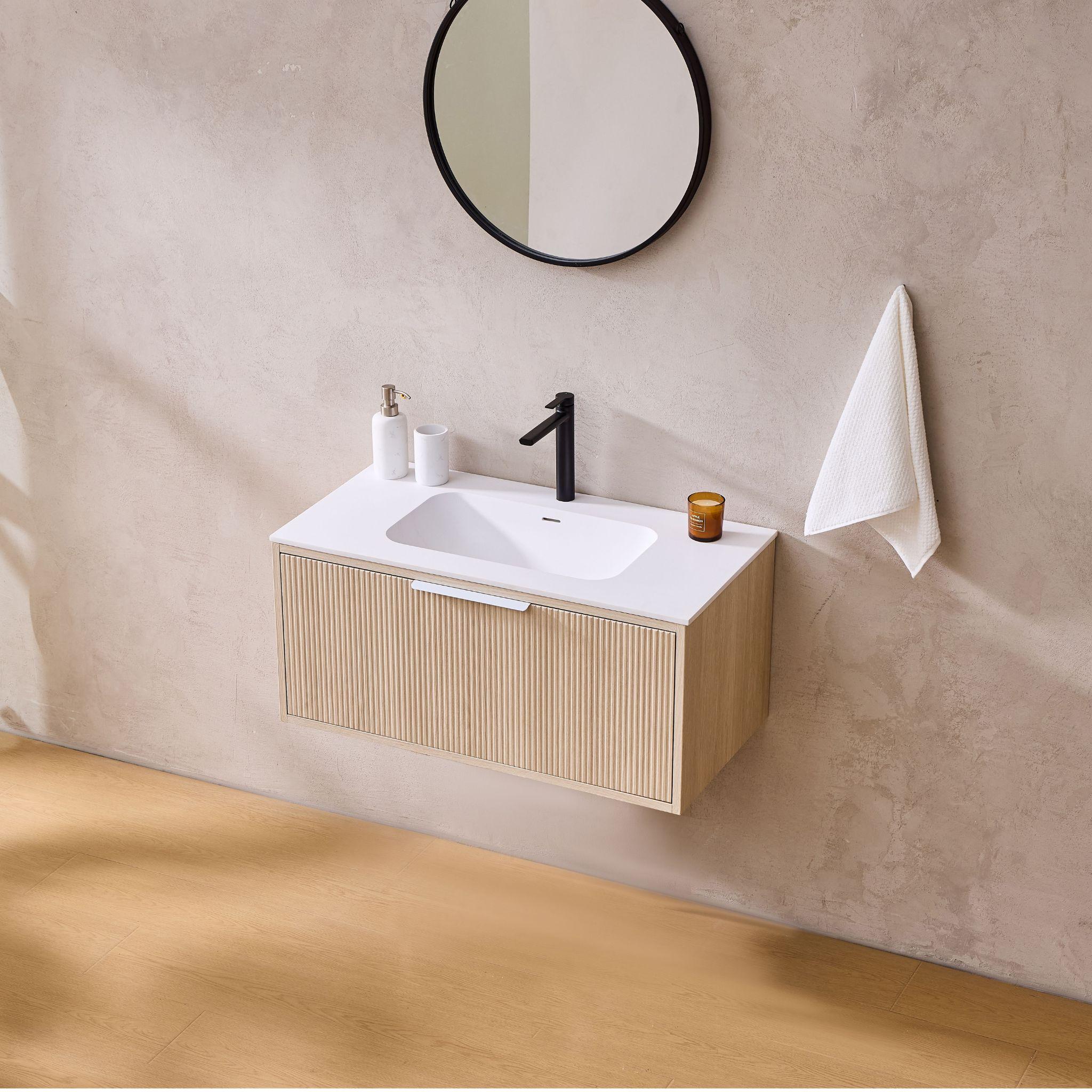 LUKKA KLIFF COASTAL OAK 750MM SINGLE BOWL WALL HUNG VANITY