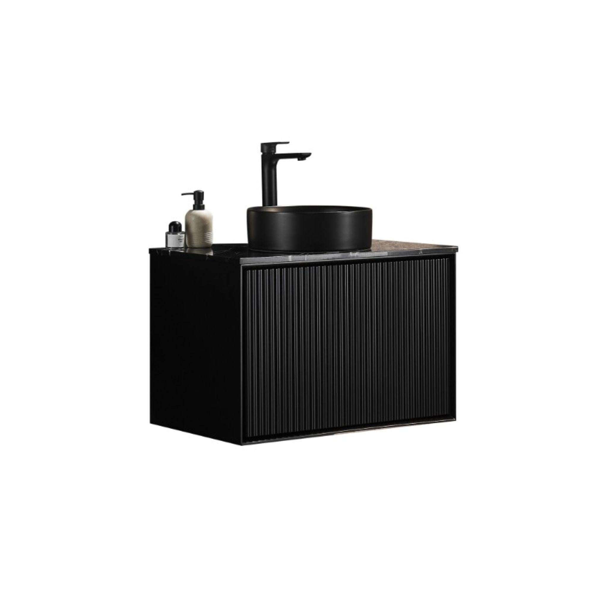 LUKKA KLIFF MODERN MATTE BLACK 750MM SINGLE BOWL WALL HUNG VANITY