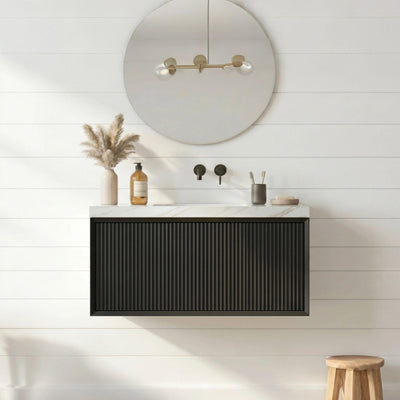 LUKKA KLIFF MODERN MATTE BLACK 750MM SINGLE BOWL WALL HUNG VANITY