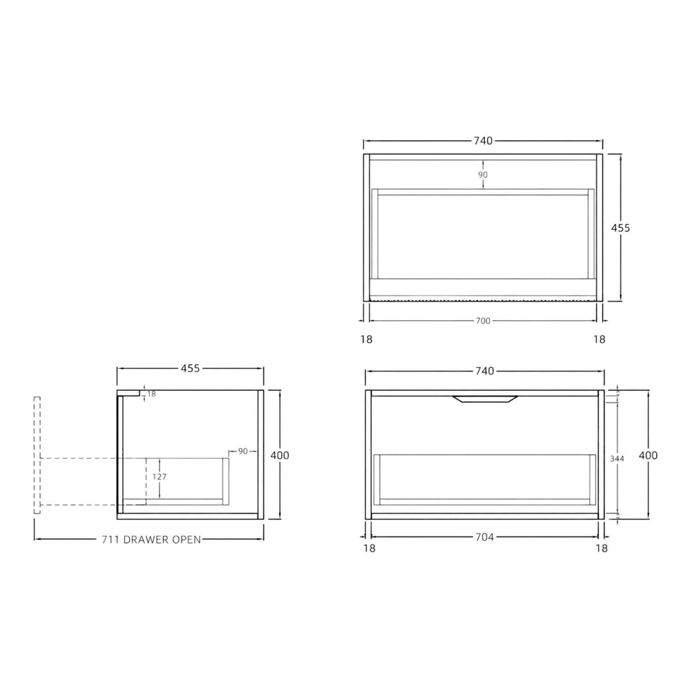 LUKKA KLIFF PRIME OAK 750MM SINGLE BOWL WALL HUNG VANITY