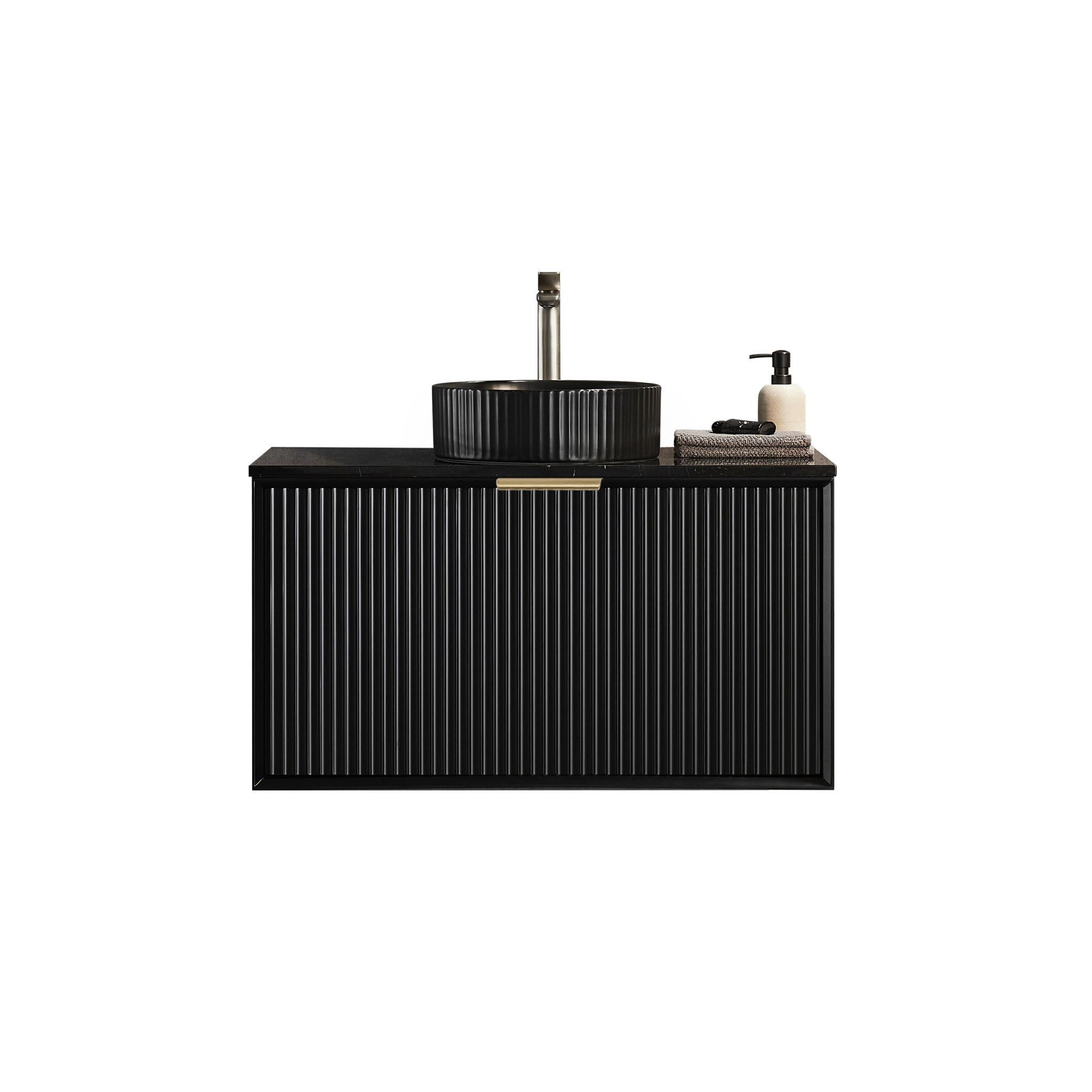 LUKKA KLIFF MODERN MATTE BLACK 900MM SINGLE BOWL WALL HUNG VANITY