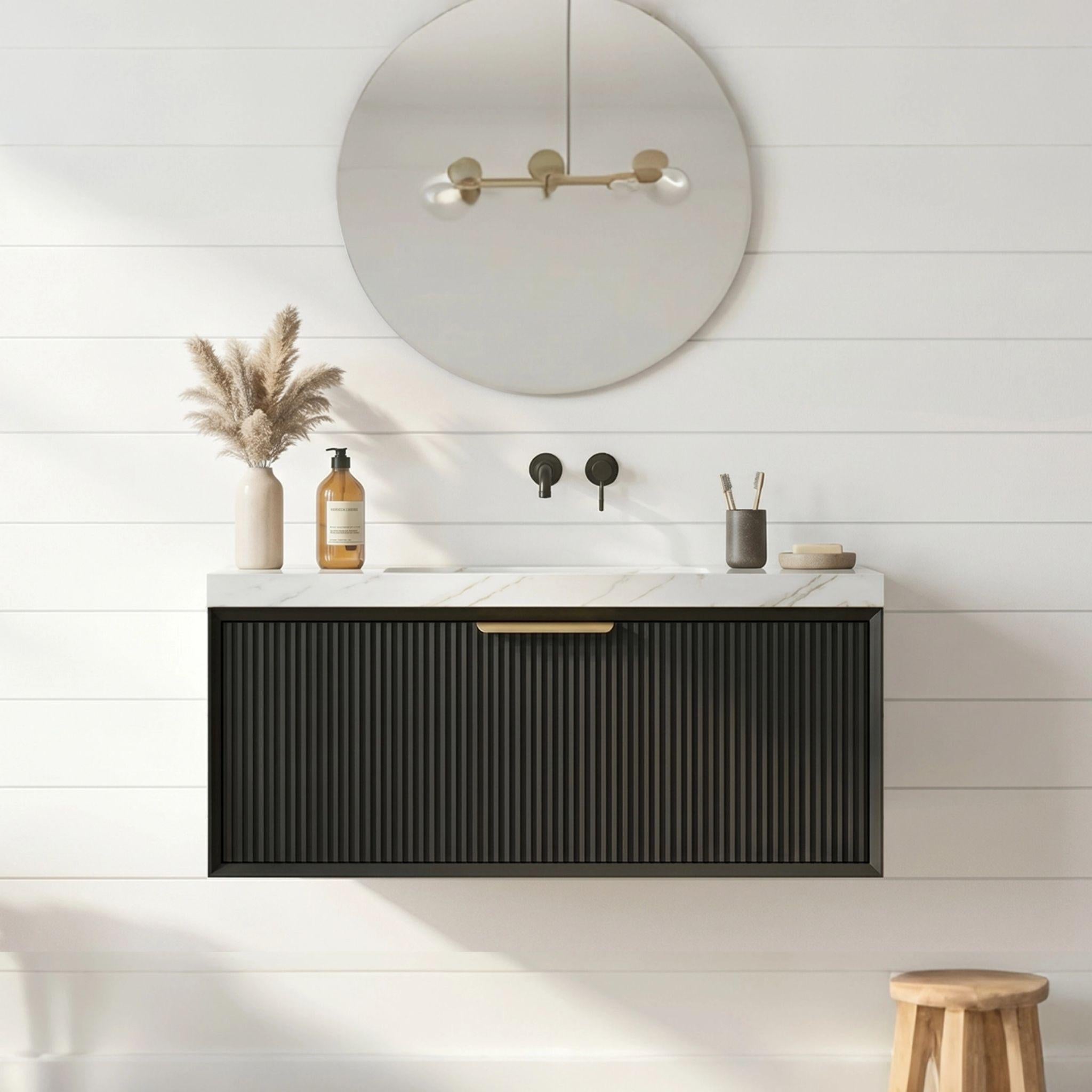 LUKKA KLIFF MODERN MATTE BLACK 900MM SINGLE BOWL WALL HUNG VANITY