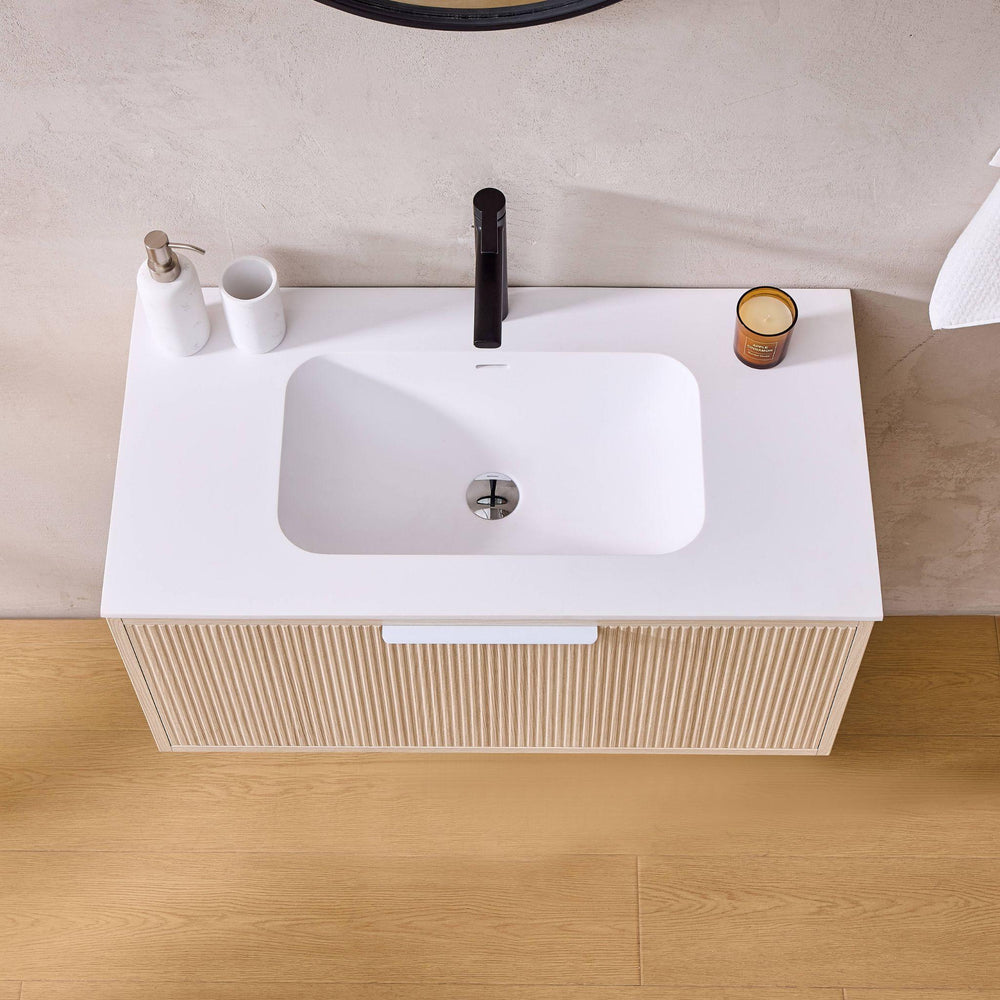 LUKKA KLIFF COASTAL OAK 900MM SINGLE BOWL WALL HUNG VANITY