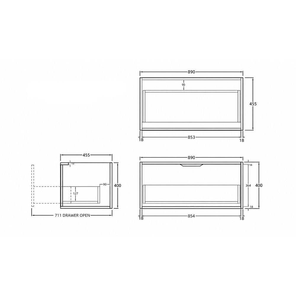 LUKKA KLIFF COASTAL OAK 900MM SINGLE BOWL WALL HUNG VANITY