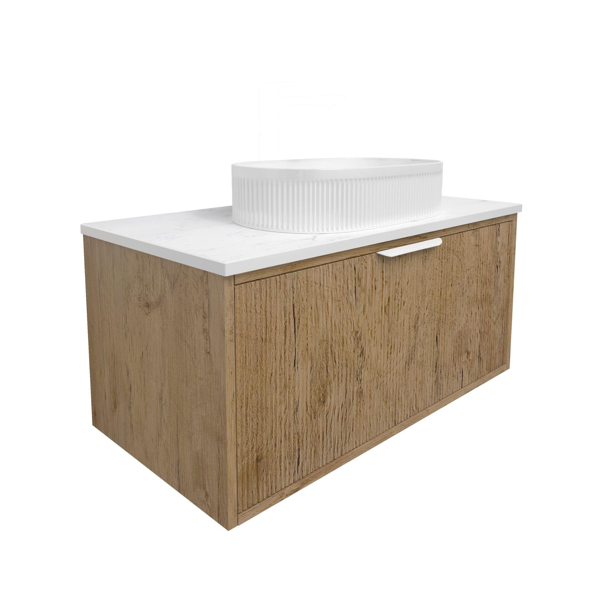 LUKKA KLIFF PRIME OAK 900MM SINGLE BOWL WALL HUNG VANITY