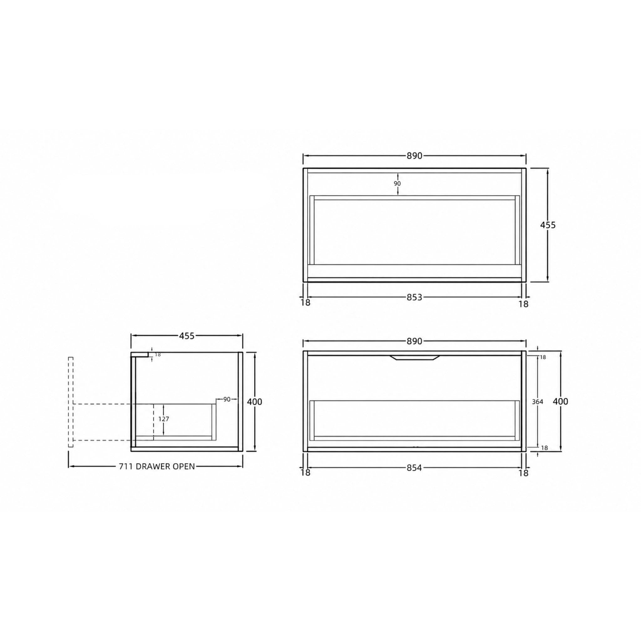 LUKKA KLIFF PRIME OAK 900MM SINGLE BOWL WALL HUNG VANITY