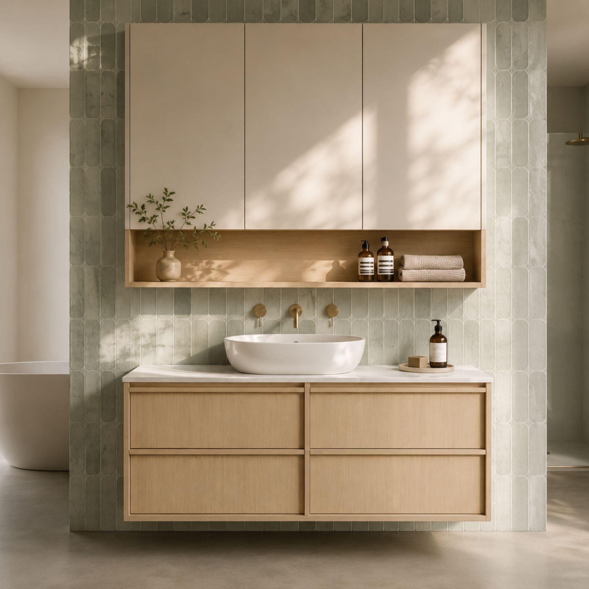 LUKKA RIDGEWOOD MODERN SANDY OAK 1200MM SINGLE BOWL WALL HUNG VANITY