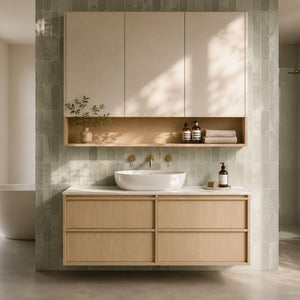 LUKKA RIDGEWOOD MODERN SANDY OAK 1200MM SINGLE BOWL WALL HUNG VANITY