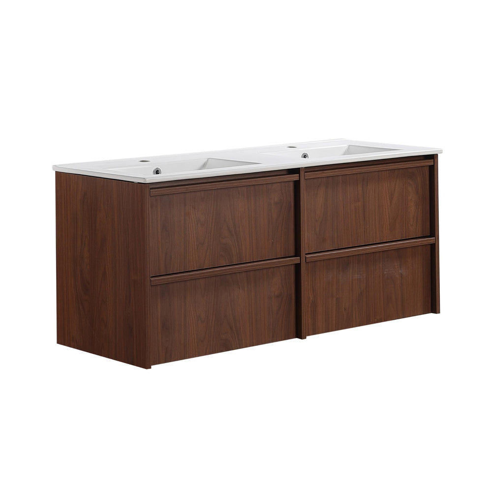 LUKKA RIDGEWOOD MODERN MOCHA OAK 1200MM DOUBLE BOWL WALL HUNG VANITY