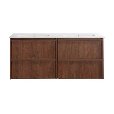LUKKA RIDGEWOOD MODERN MOCHA OAK 1200MM DOUBLE BOWL WALL HUNG VANITY